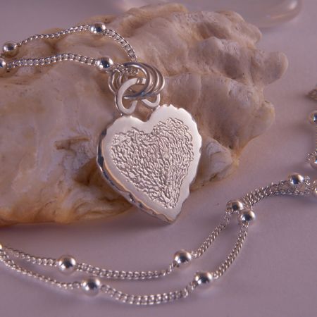 Herz Anhänger mit Anker/Kugelkette aus Silber